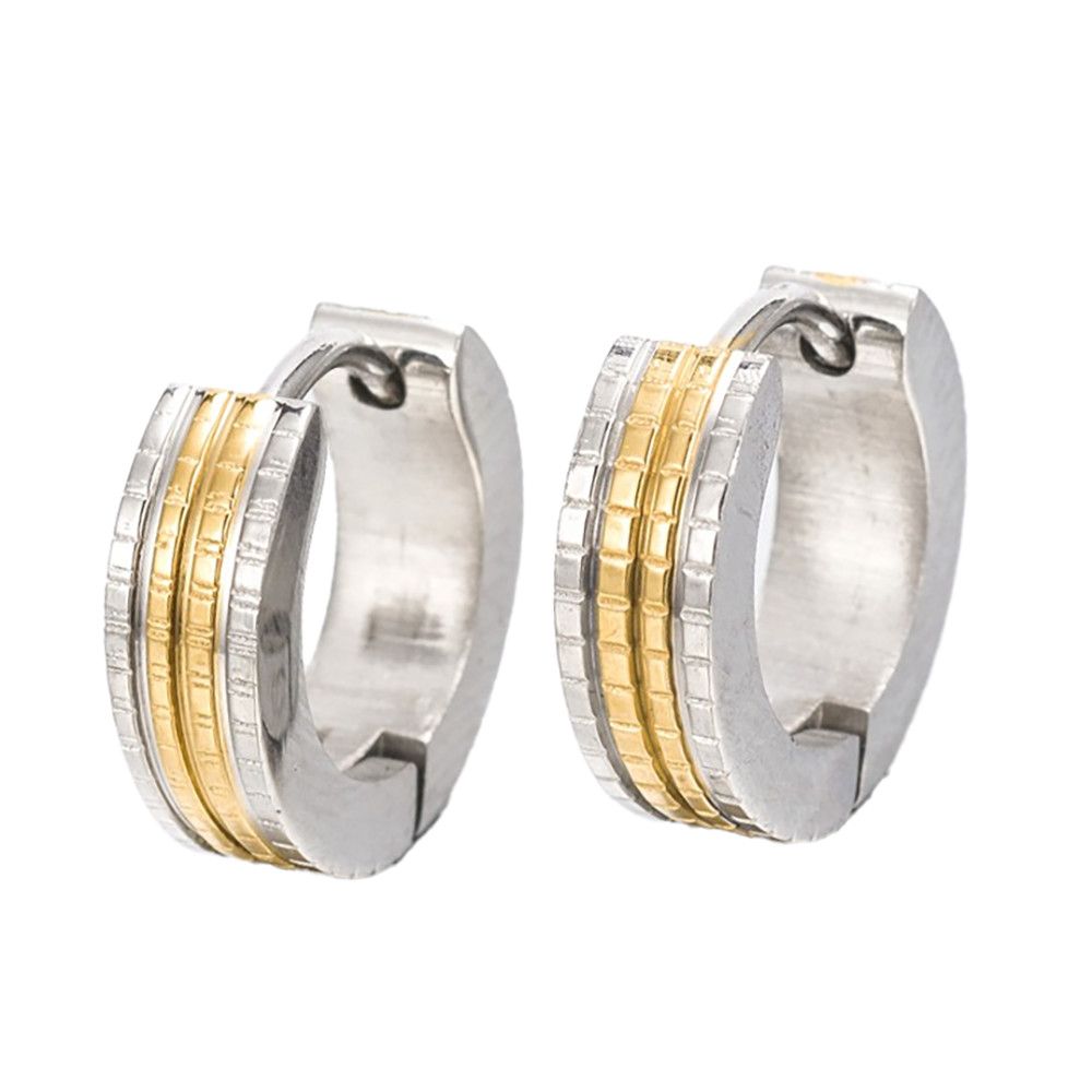 MIXED STAINLESS 13MM HOOP HUGGIE EARRINGS