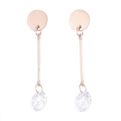 ROSE STAINLESS CZ POST EARRINGS