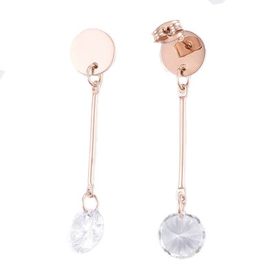 ROSE STAINLESS CZ POST EARRINGS