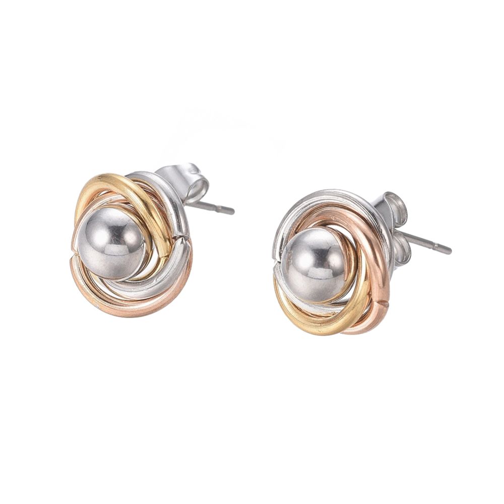 MIXED STAINLESS BRAIDED POST EARRINGS