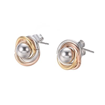 MIXED STAINLESS BRAIDED POST EARRINGS