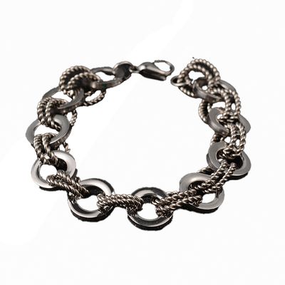 STAINLESS SMOOTH &amp; TEXTURED LINK BRACELET