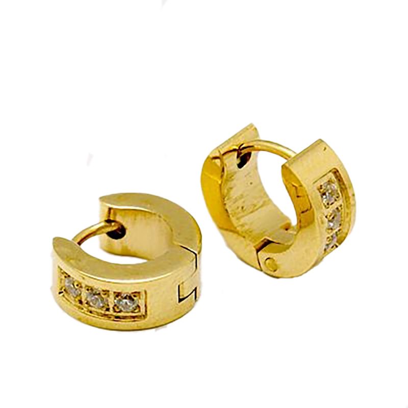 GOLD STAINLESS  CZ HUGGIE EARRINGS