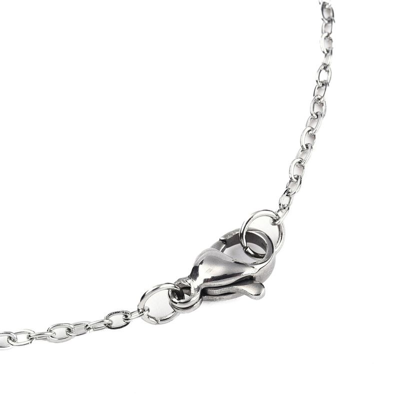 SILVER STAINLESS ABSTRACT HOWLITE NECKLACE FJN3A