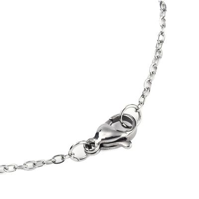 SILVER STAINLESS ABSTRACT HOWLITE NECKLACE FJN3A