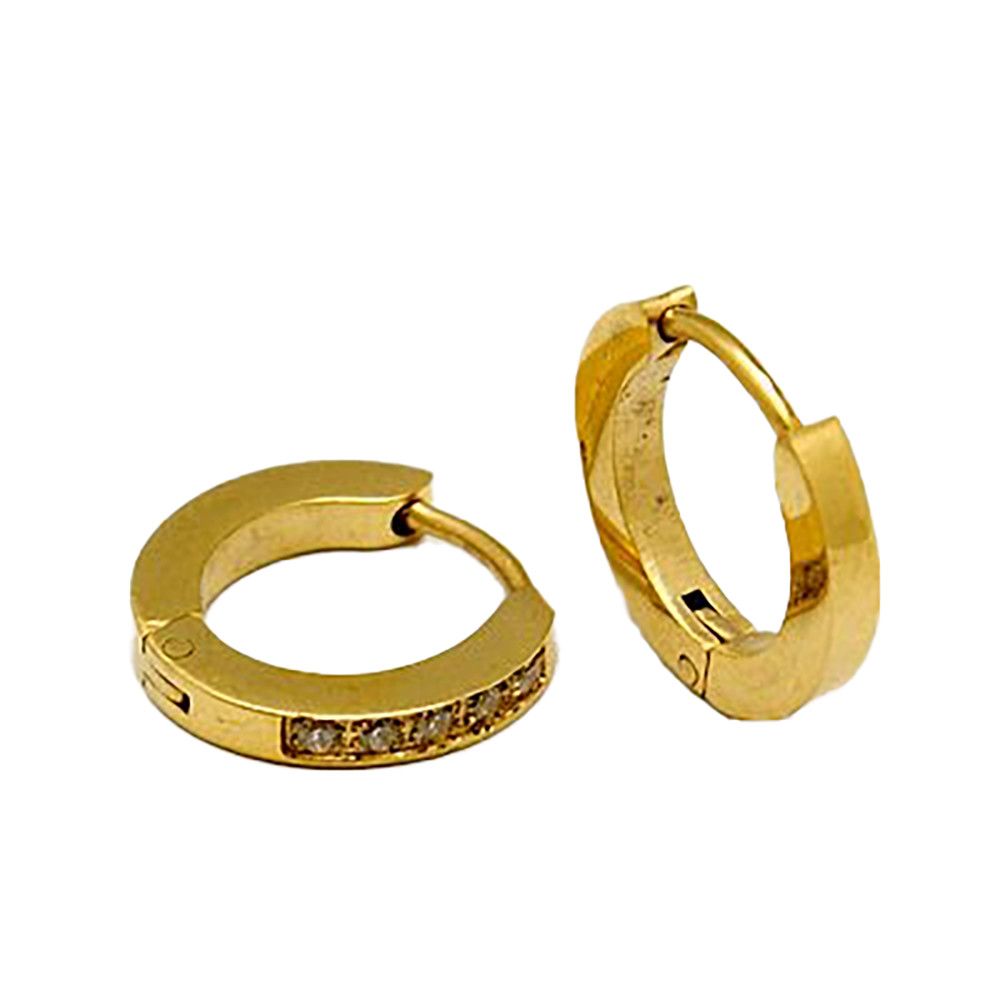 GOLD STAINLESS CZ HUGGIE EARRINGS