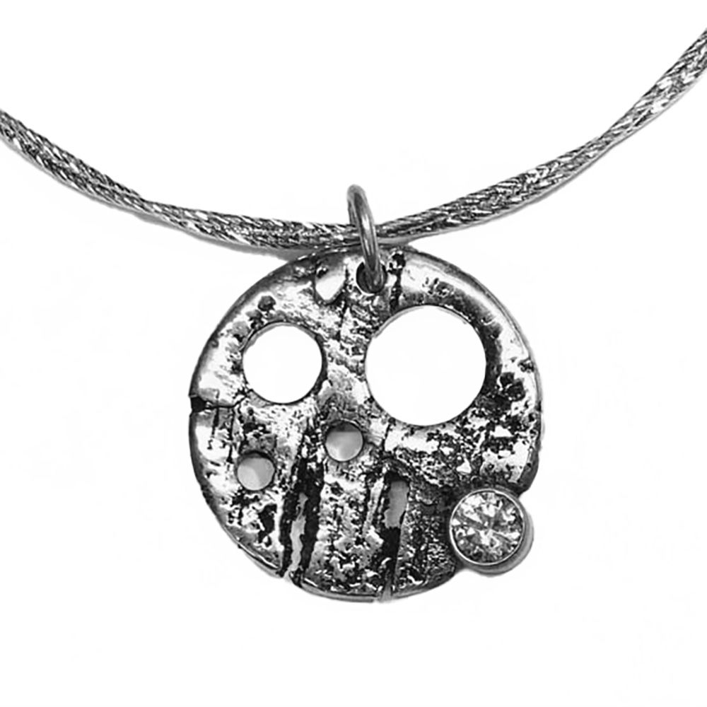 SILVER OXIDIZED CORK CZ PENDANT