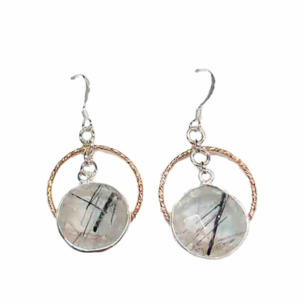 MIXED METALS QUARTZ EARRINGS