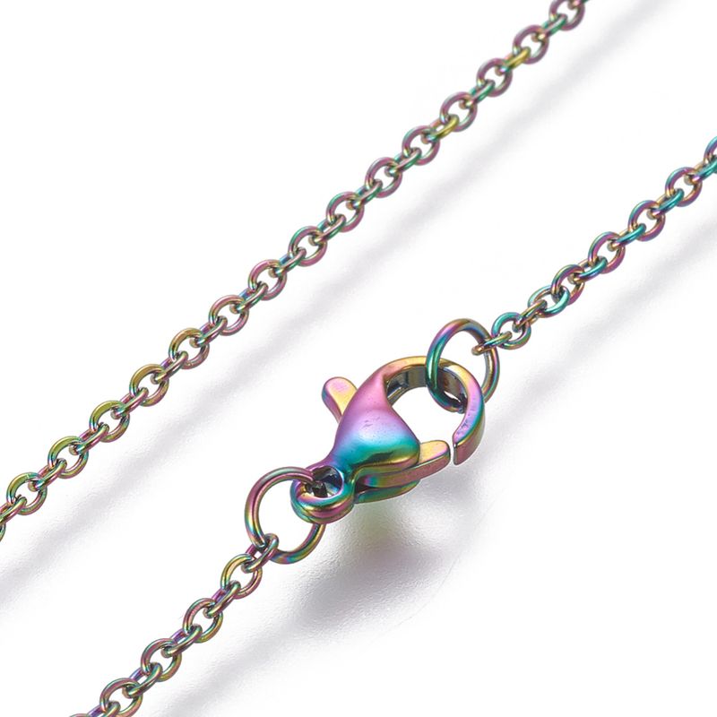 SILVER STAINLESS RAINBOW PATINA CIRCLE OF LIFE NECKLACE