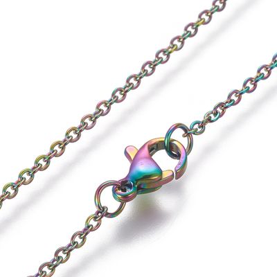 SILVER STAINLESS RAINBOW PATINA CIRCLE OF LIFE NECKLACE