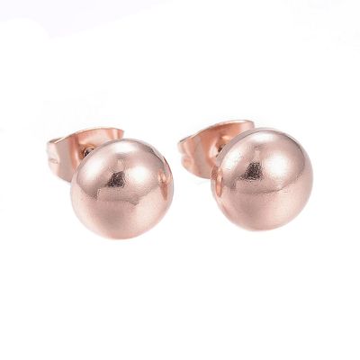 ROSE STAINLESS ROUND STUD EARRINGS