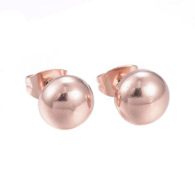 ROSE STAINLESS ROUND STUD EARRINGS