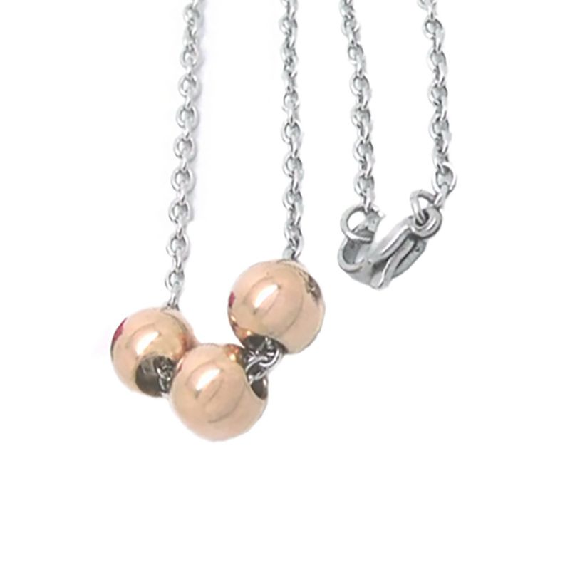 MIXED STAINLESS 3-BALL NECKLACE MIXED STAINLESS 3-BALL NECKLACE