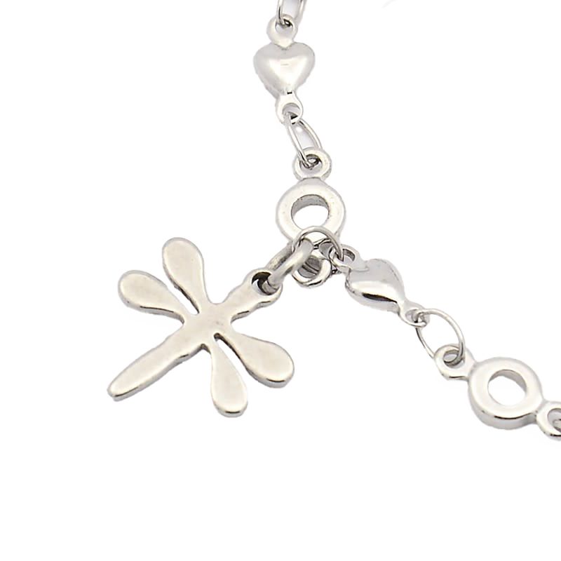 SILVER STAINLESS DRAGONFLY BRACELET