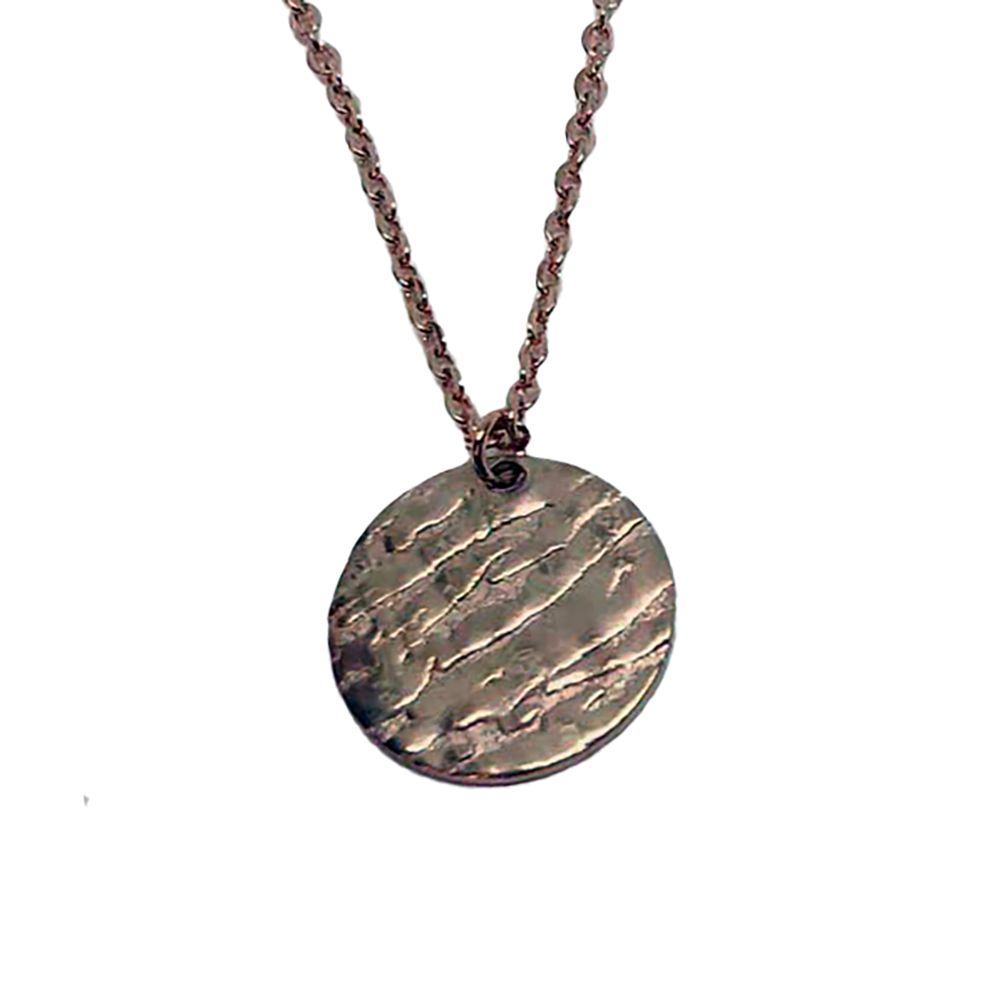ROSE STAINLESS ROUND TEXTURED NECKLACE