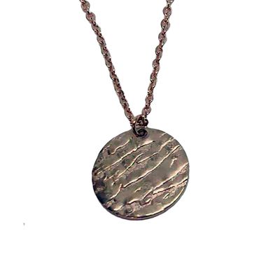ROSE STAINLESS ROUND TEXTURED NECKLACE