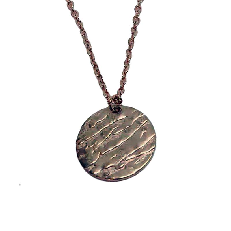 ROSE STAINLESS ROUND TEXTURED NECKLACE