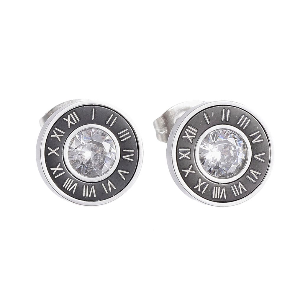 SILVER STAINLESS  10MM CZ STUD EARRINGS