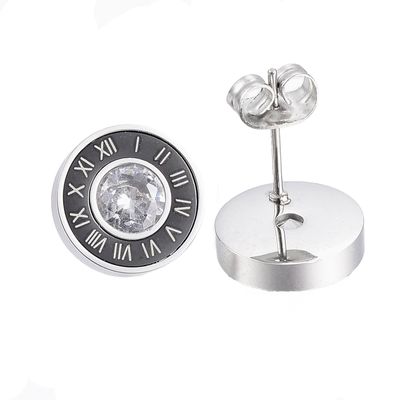 SILVER STAINLESS  10MM CZ STUD EARRINGS