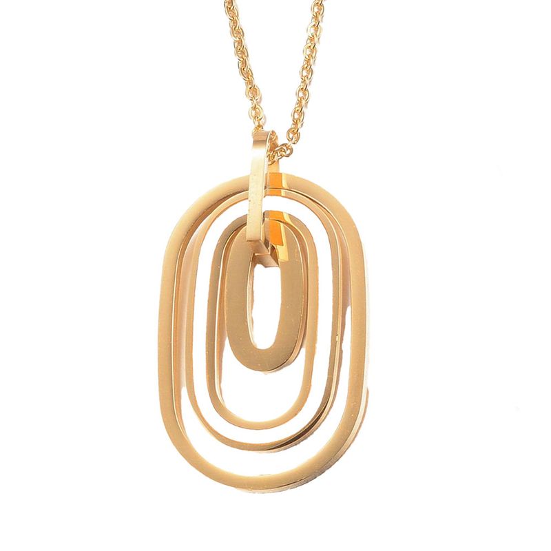 GOLD STAINLESS OVAL PEARL NECKLACE