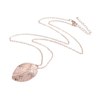 ROSE STAINLESS LEAF NECKLACE