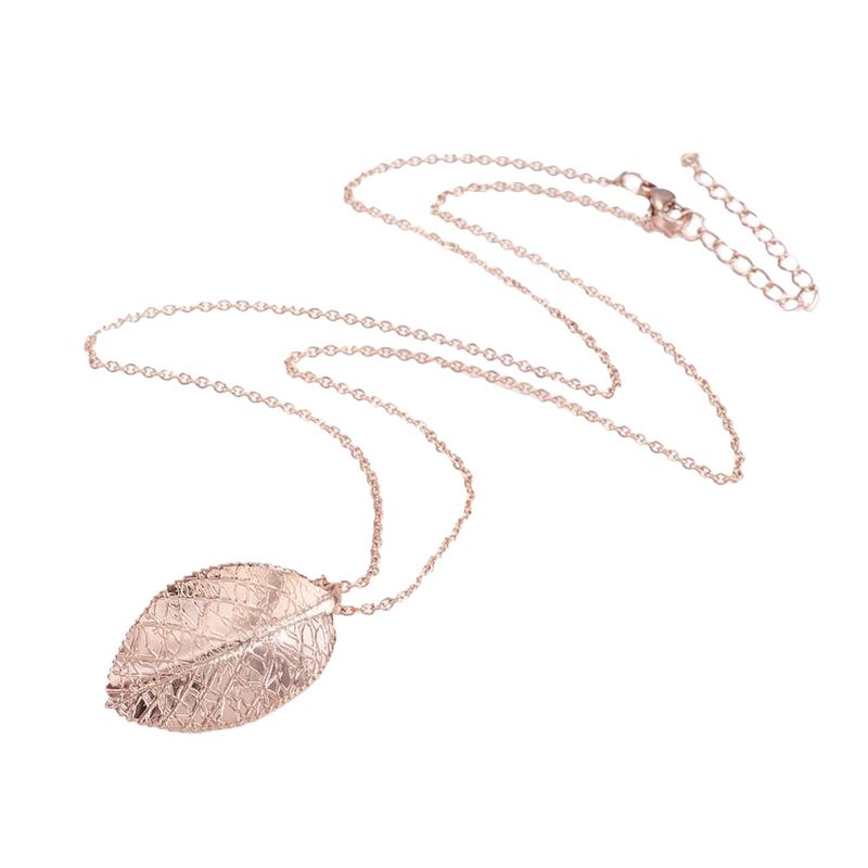 ROSE STAINLESS LEAF NECKLACE