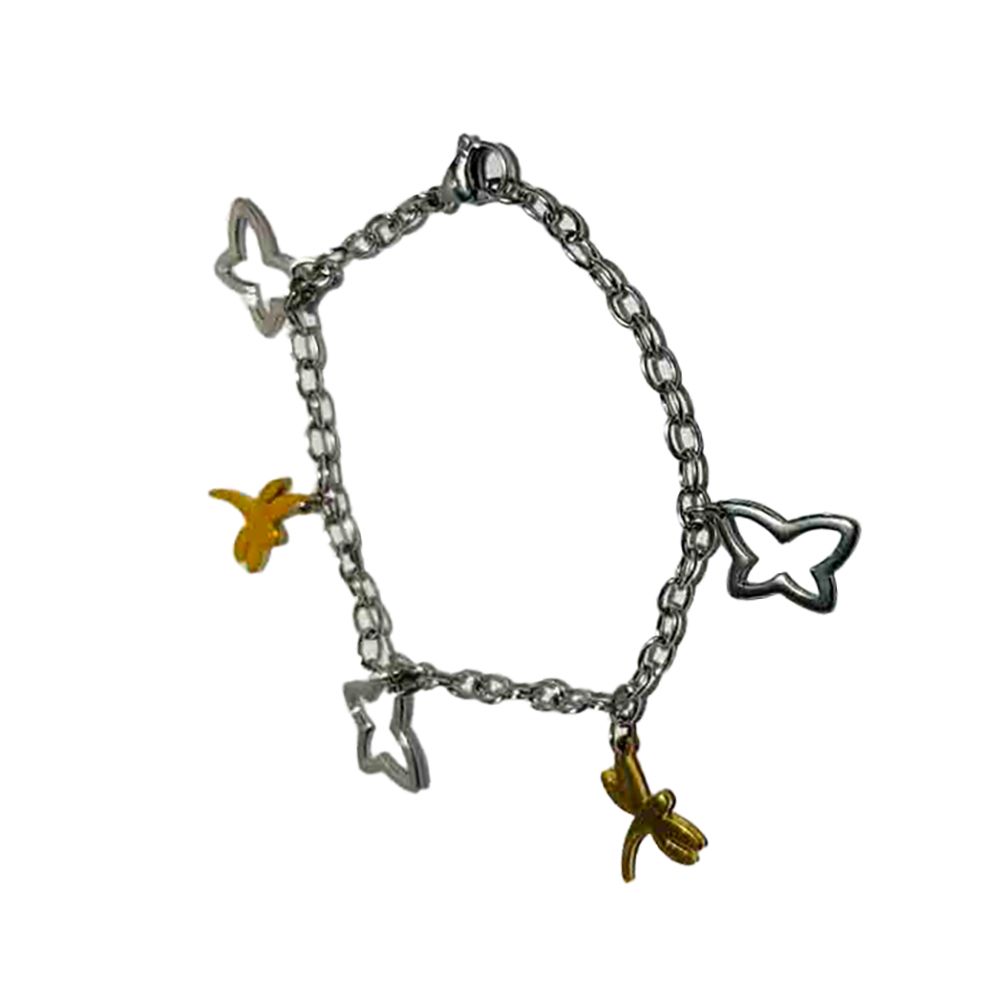MIXED STAINLESS BUTTERFLY &amp; DRAGONFLY BRACELET