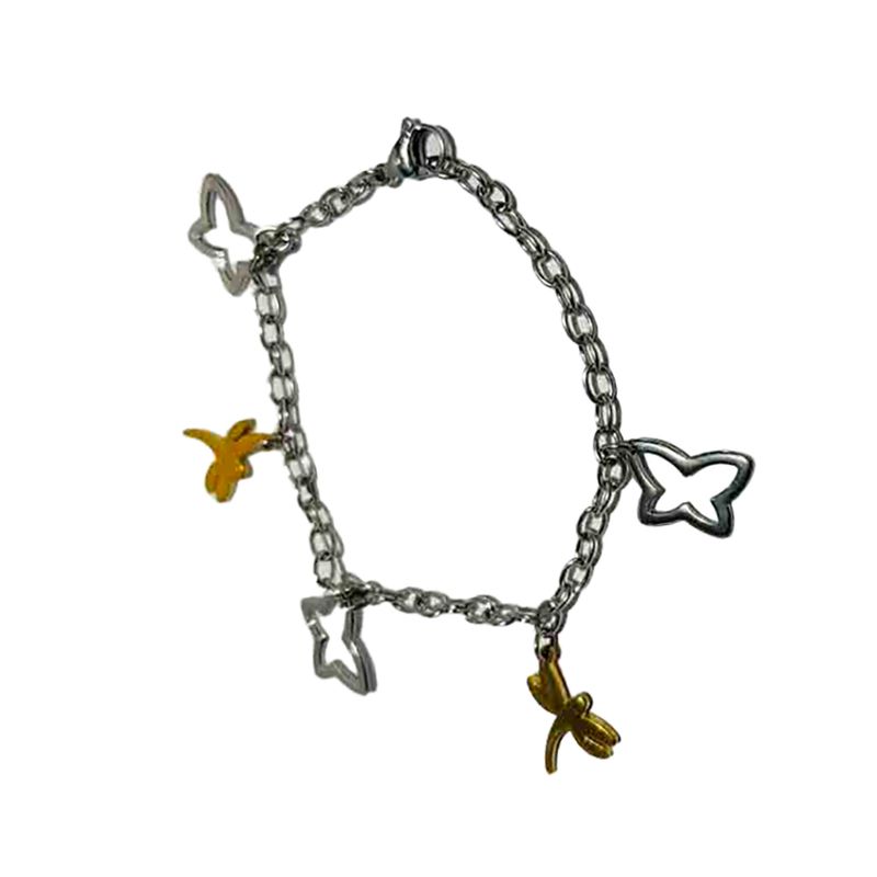 MIXED STAINLESS BUTTERFLY &amp; DRAGONFLY BRACELET