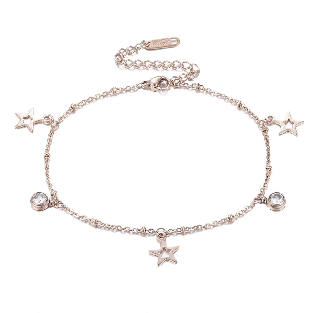 ROSE STAINLESS CZ &amp; STAR BRACELET