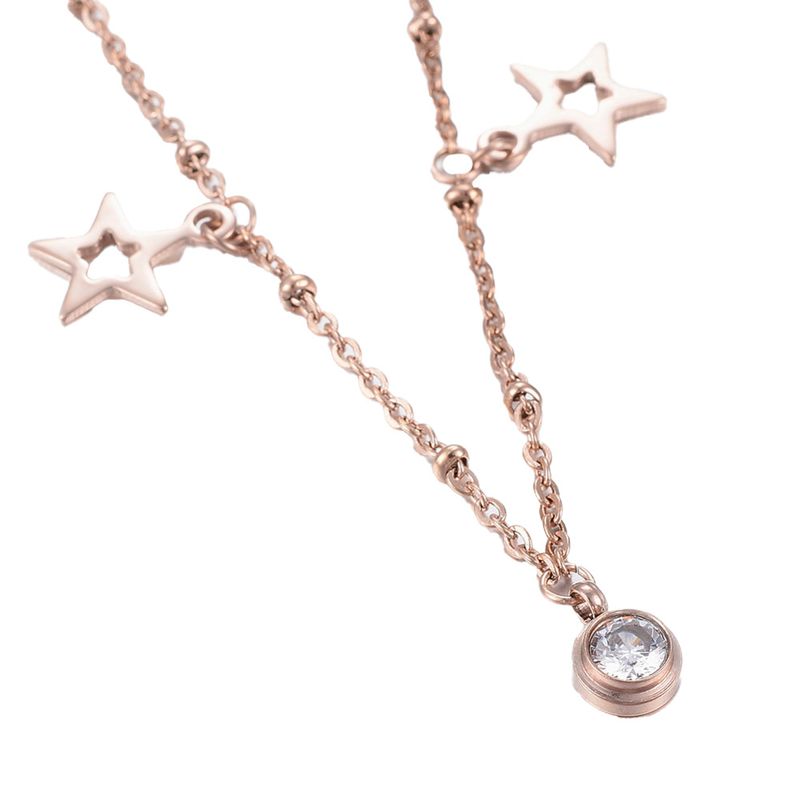 ROSE STAINLESS CZ &amp; STAR BRACELET