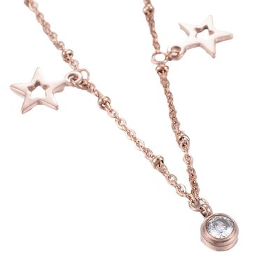 ROSE STAINLESS CZ &amp; STAR BRACELET