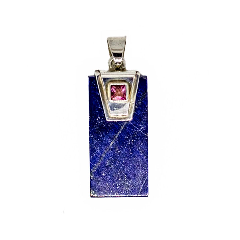 SILVER LAPIS &amp; TOURMALINE PENDANT