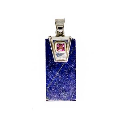 SILVER LAPIS &amp; TOURMALINE PENDANT