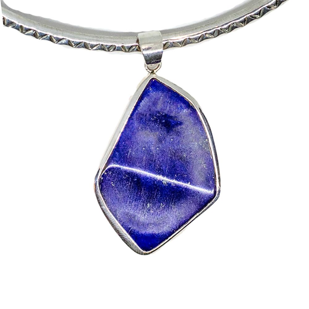 SILVER LAPIS WAVY PENDANT