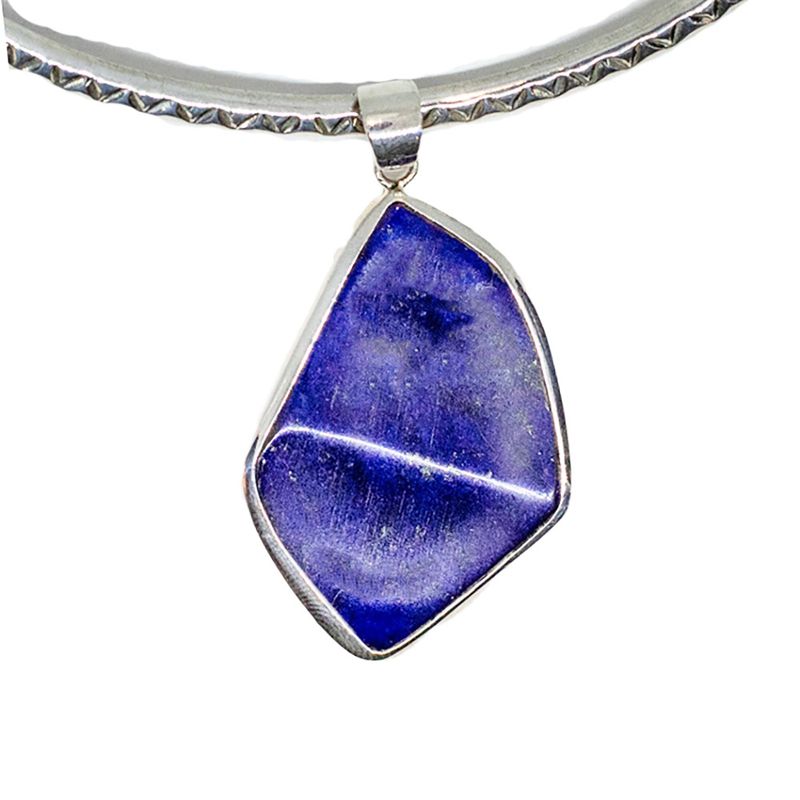 SILVER LAPIS WAVY PENDANT
