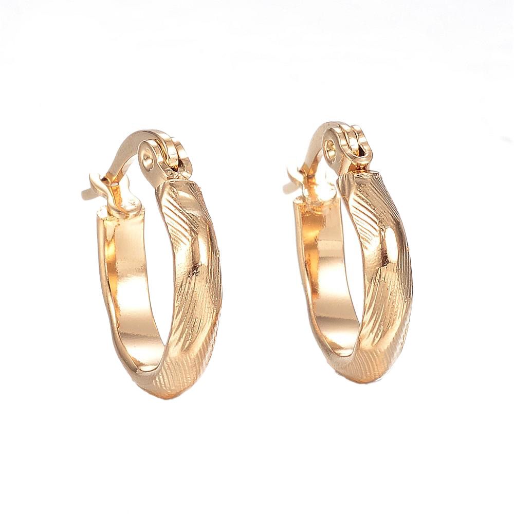 GOLD STAINLESS TEXTURED HOOP EARRINGS