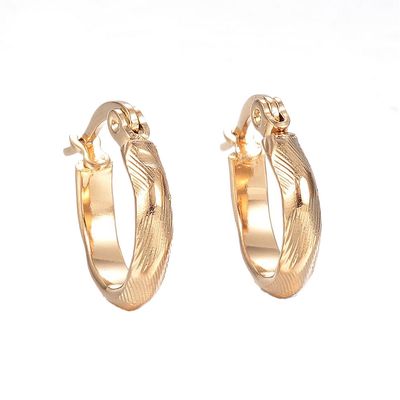 GOLD STAINLESS TEXTURED HOOP EARRINGS