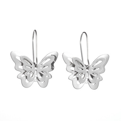 SILVER STAINLESS BUTTERFLY EARRINGS