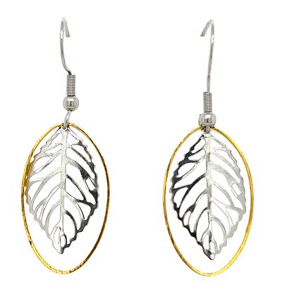 MIXED STAINLESS LEAF EARRINGS MIXED STAINLESS LEAF EARRINGS