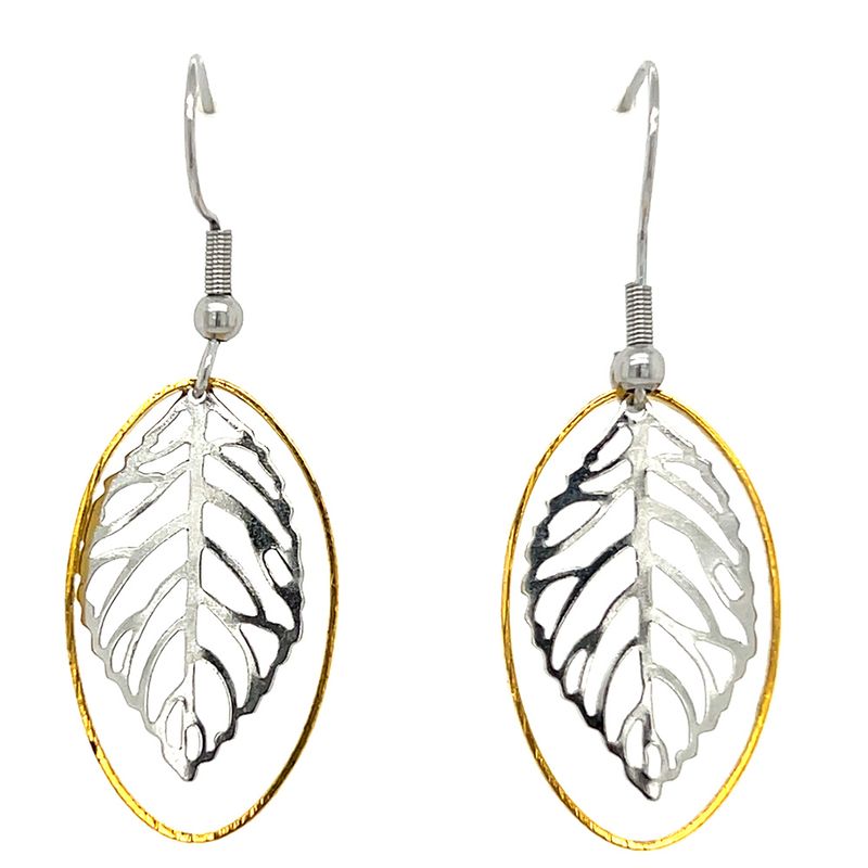 MIXED STAINLESS LEAF EARRINGS