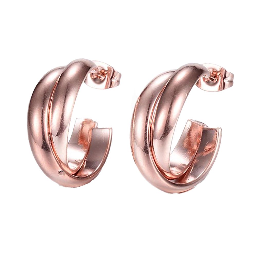 ROSE STAINLESS TWISTED HOOP EARRINGS