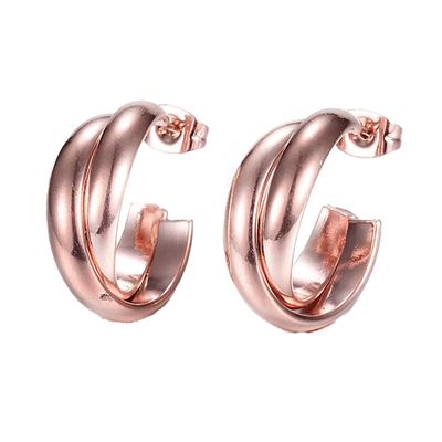 ROSE STAINLESS TWISTED HOOP EARRINGS