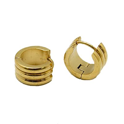 GOLD STAINLESS HUGGIE RIDGE EARRINGS GOLD STAINLESS HUGGIE RIDGE EARRINGS