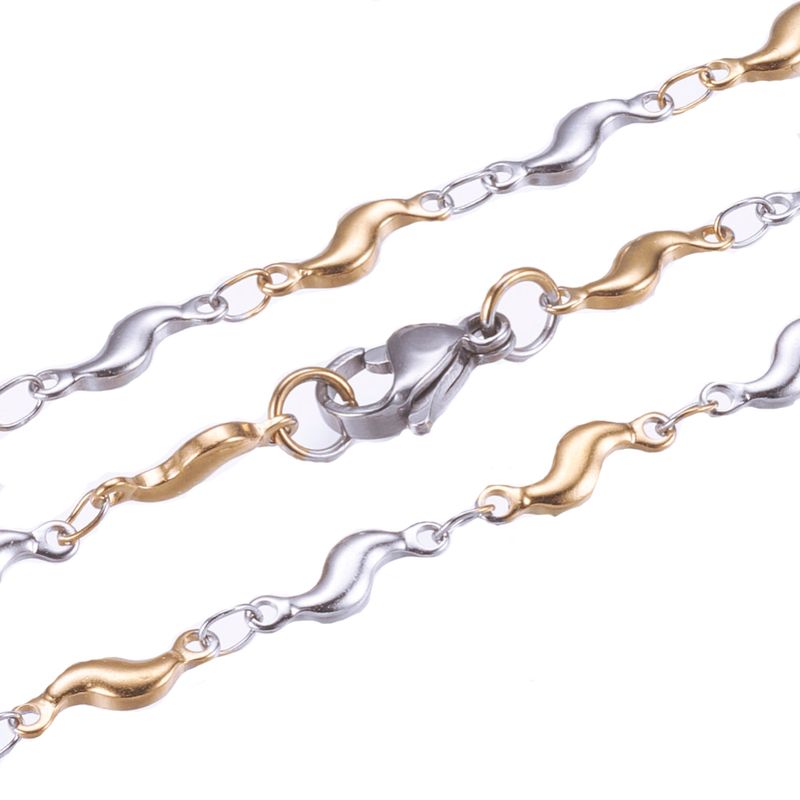 MIXED STAINLESS WAVE CHAIN 18"