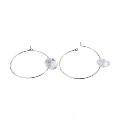 SILVER STAINLESS 39MM HOOP CZ EARRINGS SILVER STAINLESS 39MM HOOP CZ EARRINGS