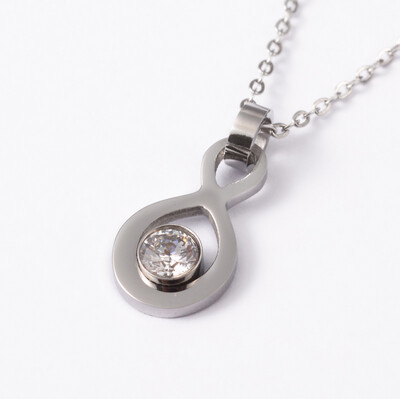 SILVER STAINLESS CZ NECKLACE