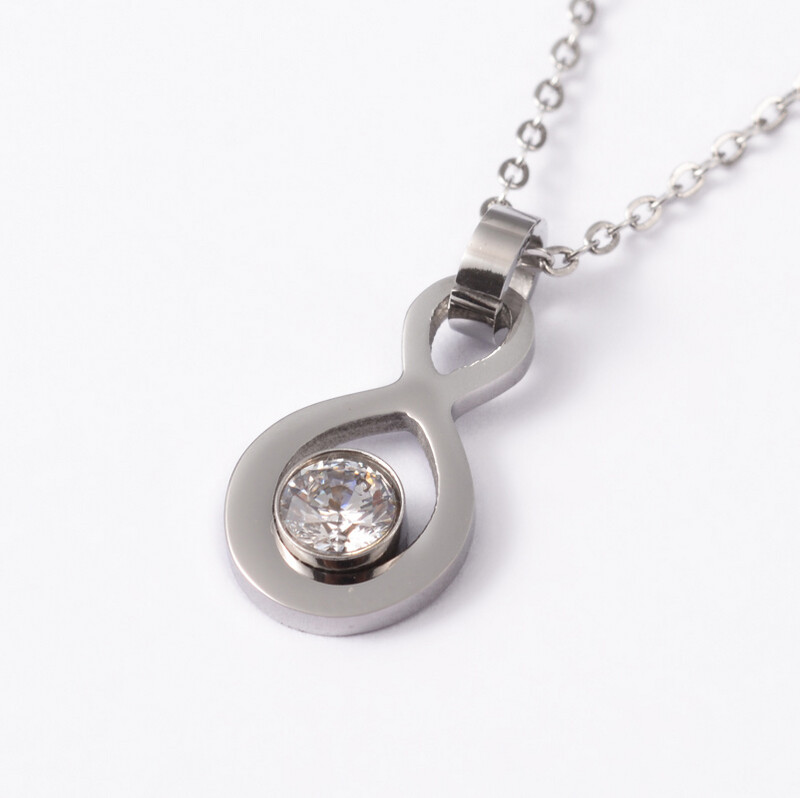 SILVER STAINLESS CZ NECKLACE