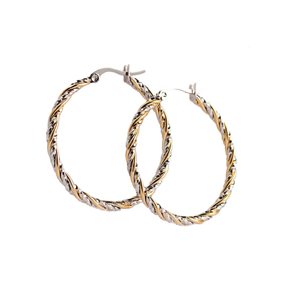 MIXED STAINLESS TWISTED HOOP EARRINGS