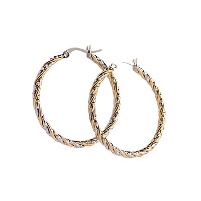 MIXED STAINLESS TWISTED HOOP EARRINGS