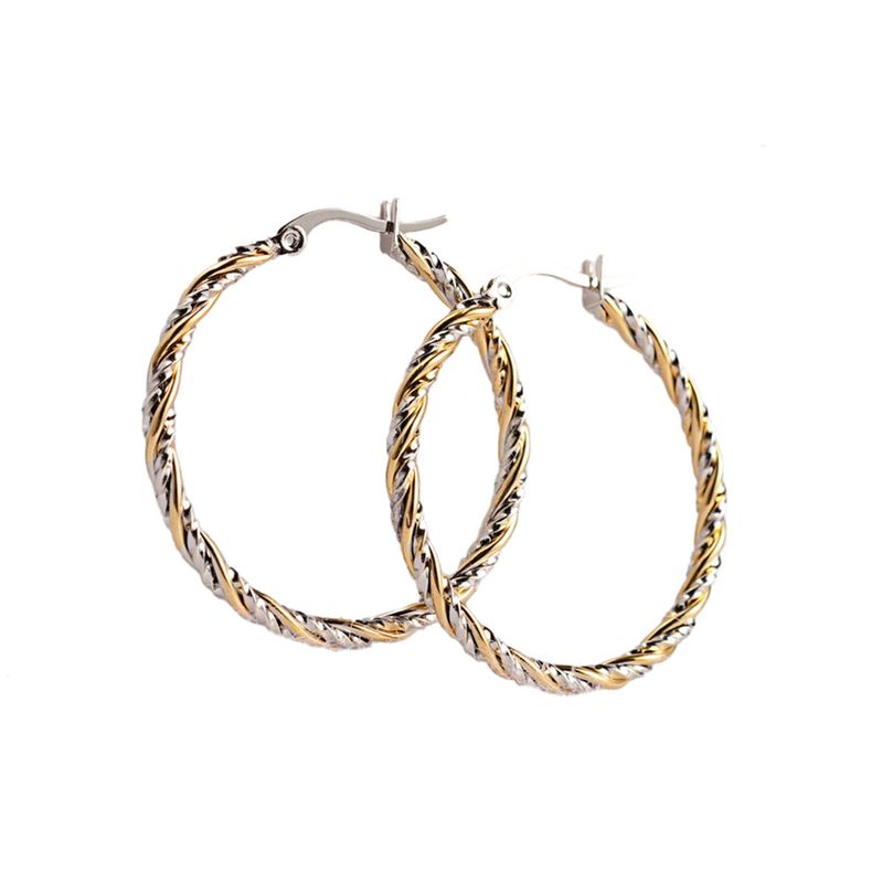 MIXED STAINLESS TWISTED HOOP EARRINGS